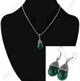 Colar Hat strass Desenho & Brincos com Gota de Água Faux